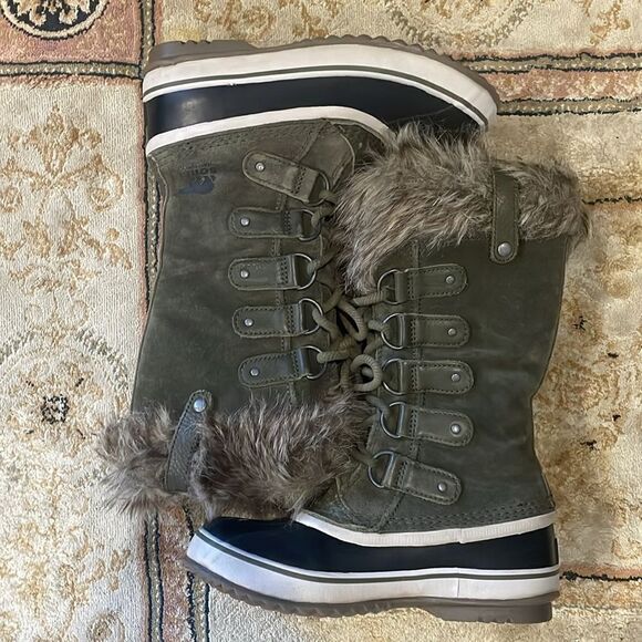 Sorel Joan of Arctic Warm Waterproof Green Suede Women’s Sz 6 Winter Snow Boots - Picture 9 of 12
